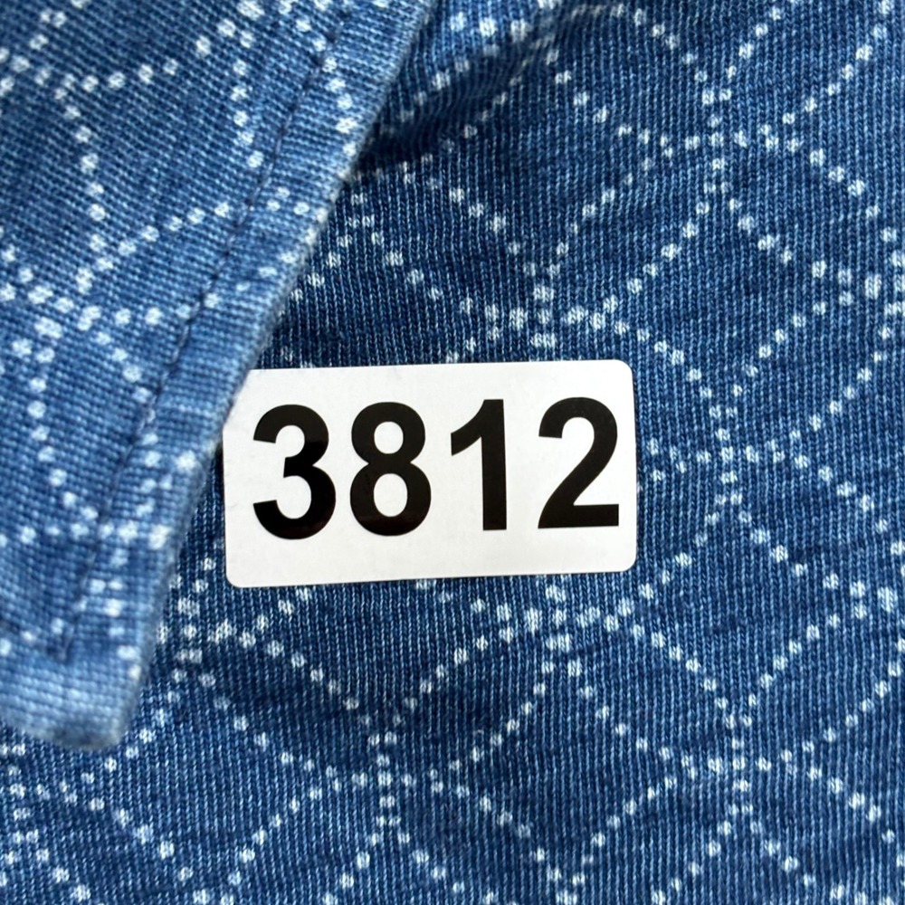 Faherty Indigo Dyed Sashiko Circle Print Short Sleeve Button Down Shirt Mens L - Picture 9 of 9